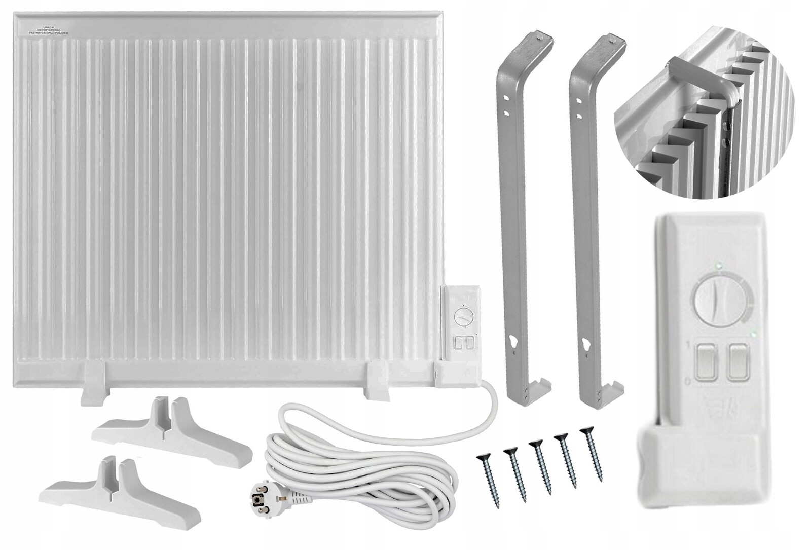 Elektrický Panelový Olejový Radiátor 1500W Eko 78 cm x 66 cm Gw Bílý