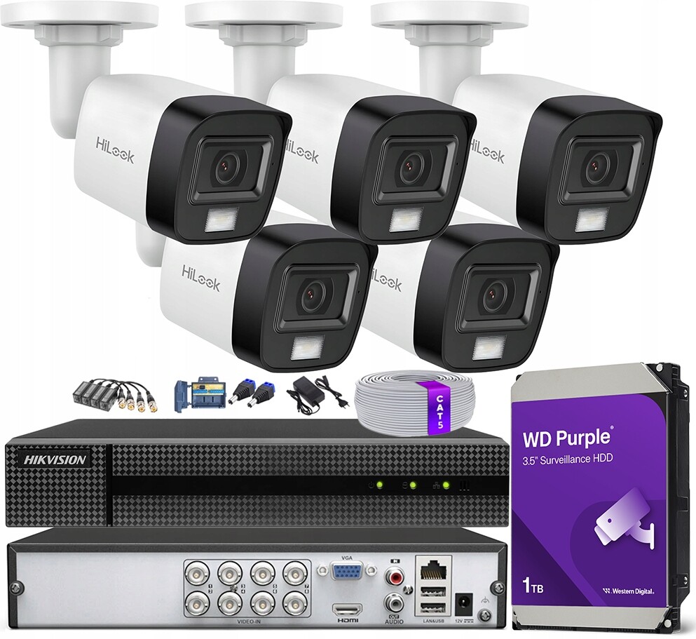 8MPx monitorovací sada HiLook pro Hikvision 5 kamer 4K Dual Light Ahd Tvi