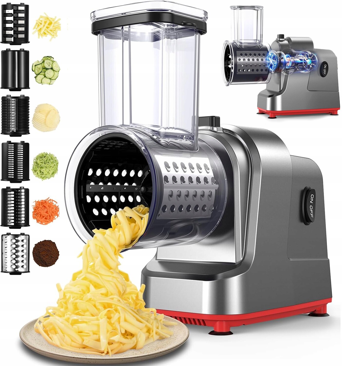 5V1 Elektrická Kráječka Na Zeleniny Tarka 5x Ostří 500W Zosudull VSQ-S6