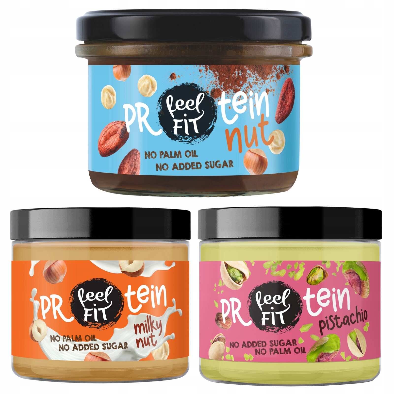 Feel Fit mix Proteinový pistáciový, ořechový, čokoládový krém bez cukru