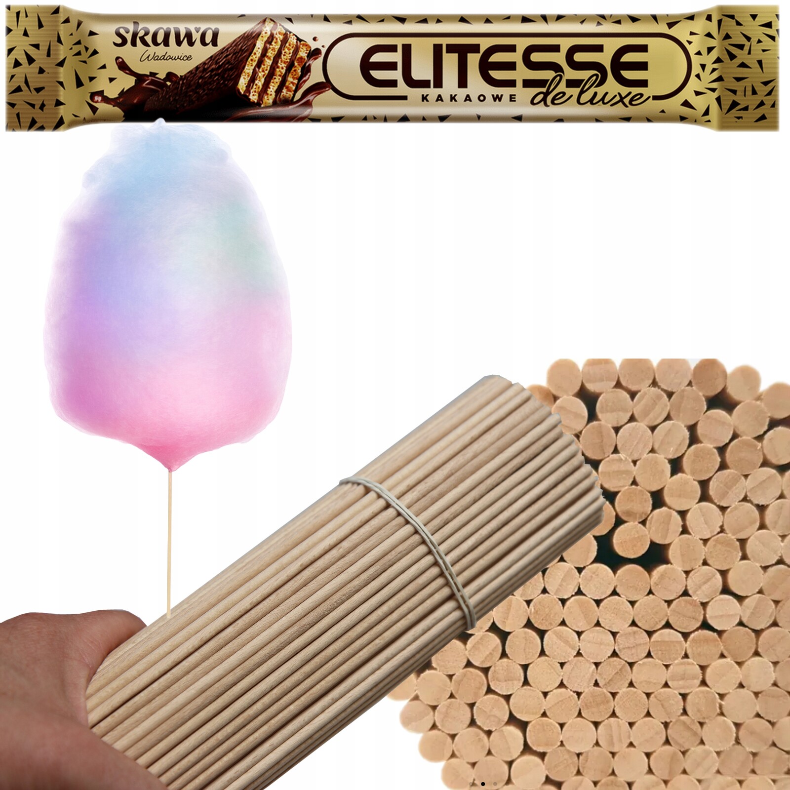 Tyčinky z cukrové vaty 1000 kusů 40cm buk Kulaté Ekologické tyčinky