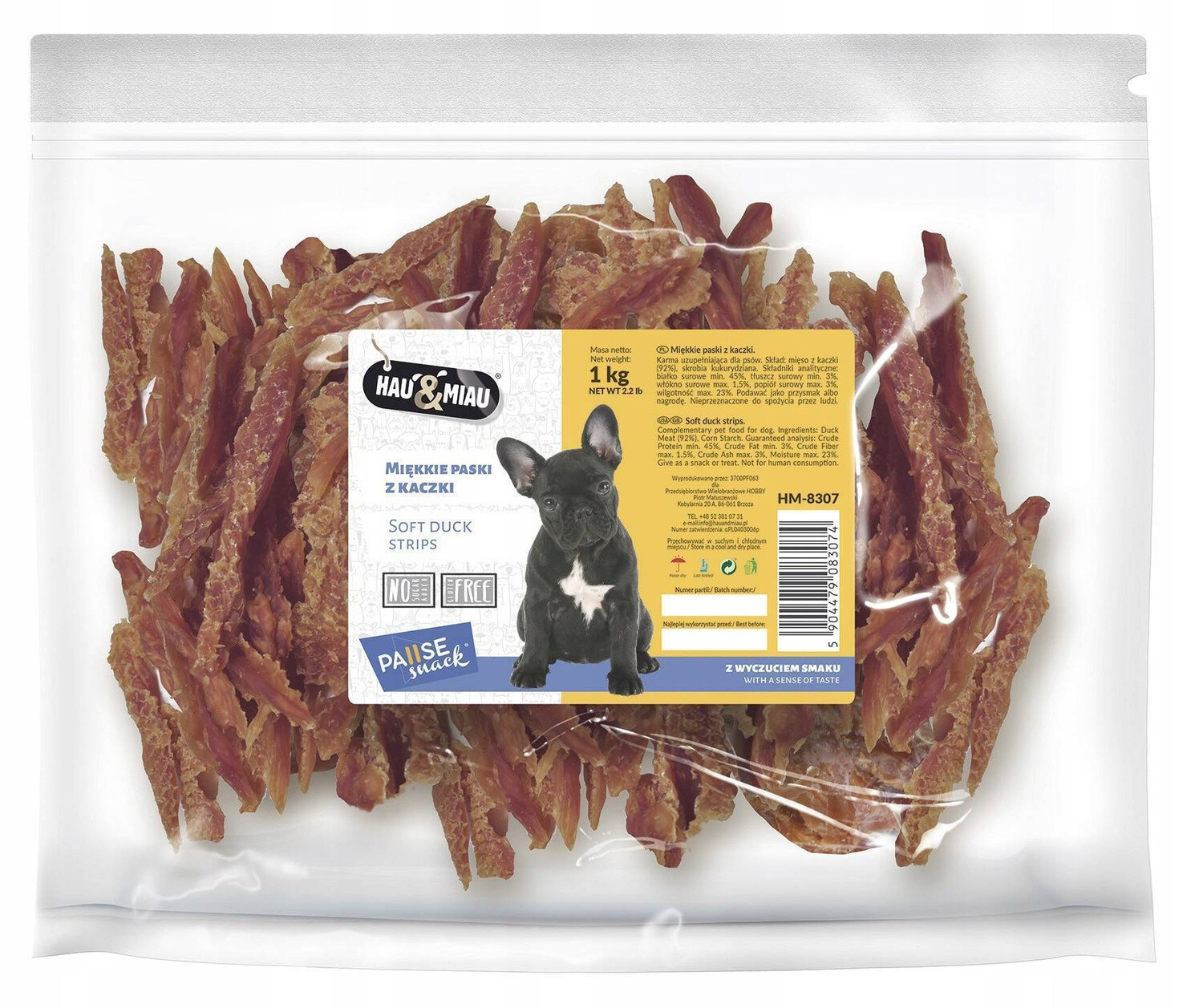 Pausesnack psí pamlsek, měkké kachní proužky 1 kg