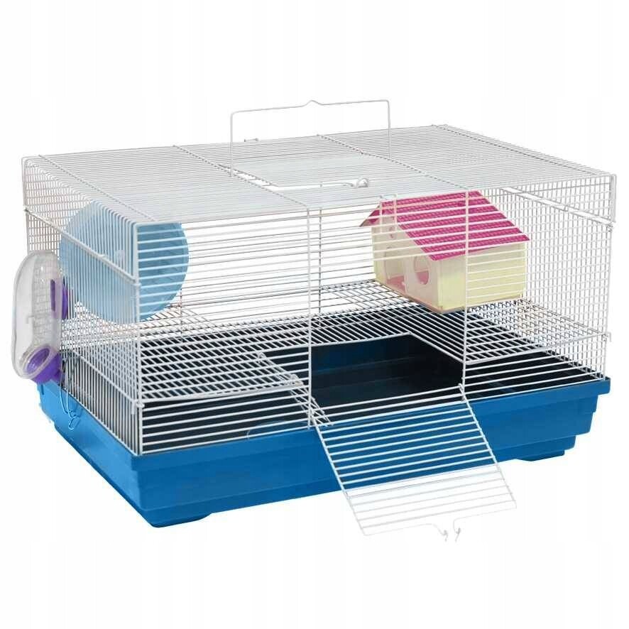 Klec pro hlodavce k dočasnému pobytu 47x30x27 cm bílo/modrá