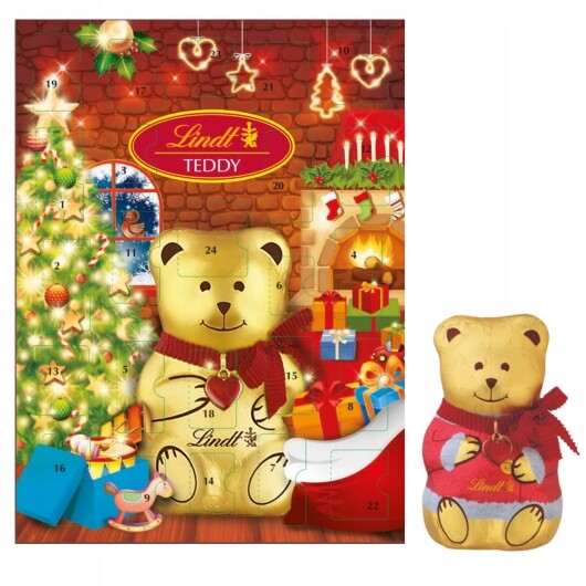 Vánoční sada Lindt adventní kalendář Teddy 170 g a Medvídek Boy&Girl 100 g