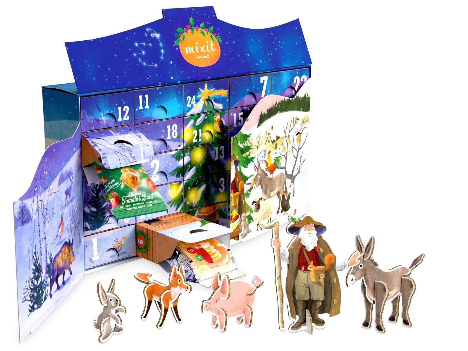 Mixit Adventní kalendář 2025 – 26 pamlsků Zvířátka 1229 g