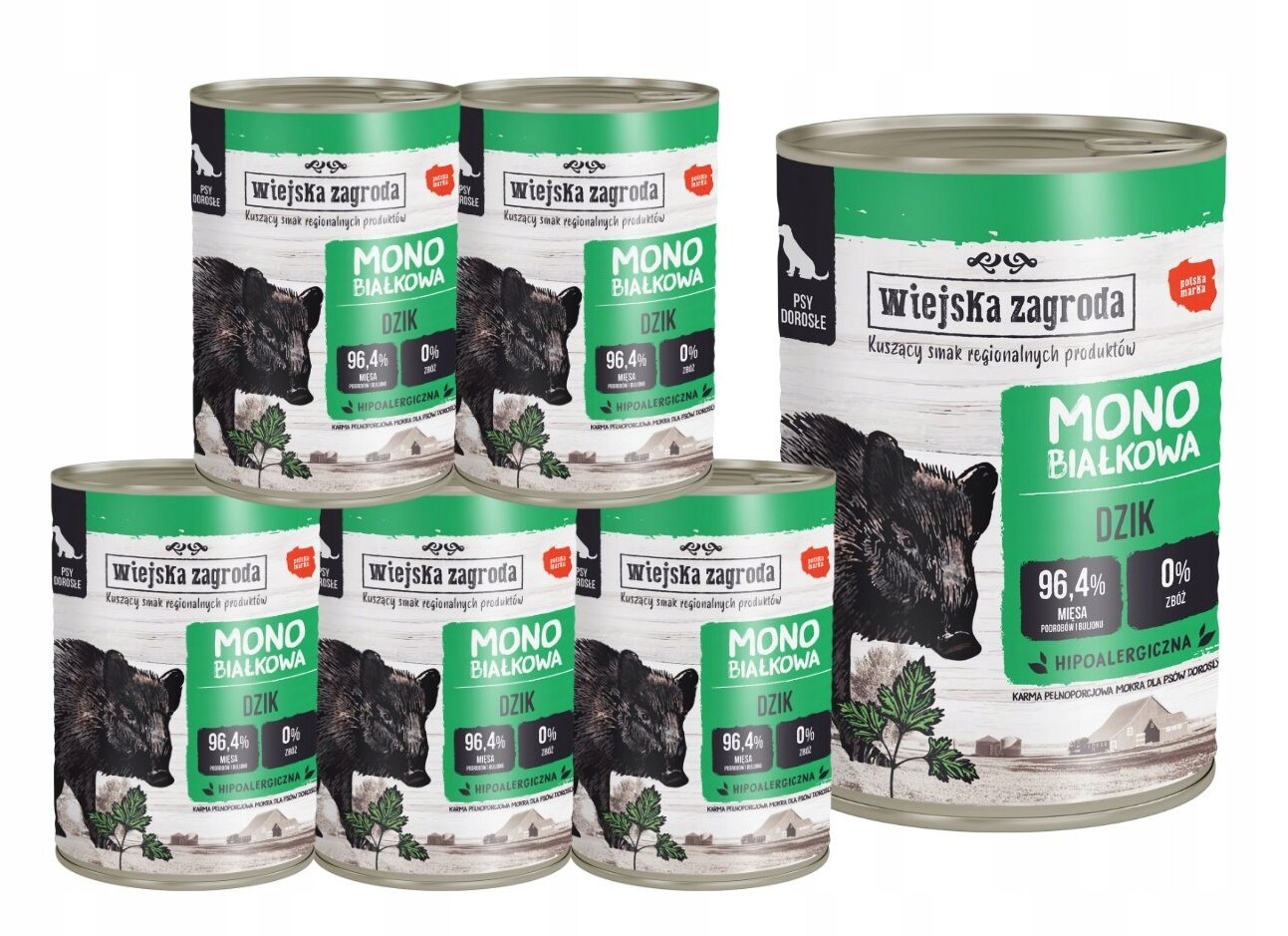 Wiejska Zagroda Krmivo mokré pro psa Monoproteinové Divočák 6x400g