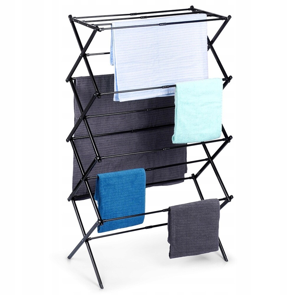 Sušák Na Prádlo Vertikální, Stojící, Posuvná, Kovová, Černá, Velká Věž