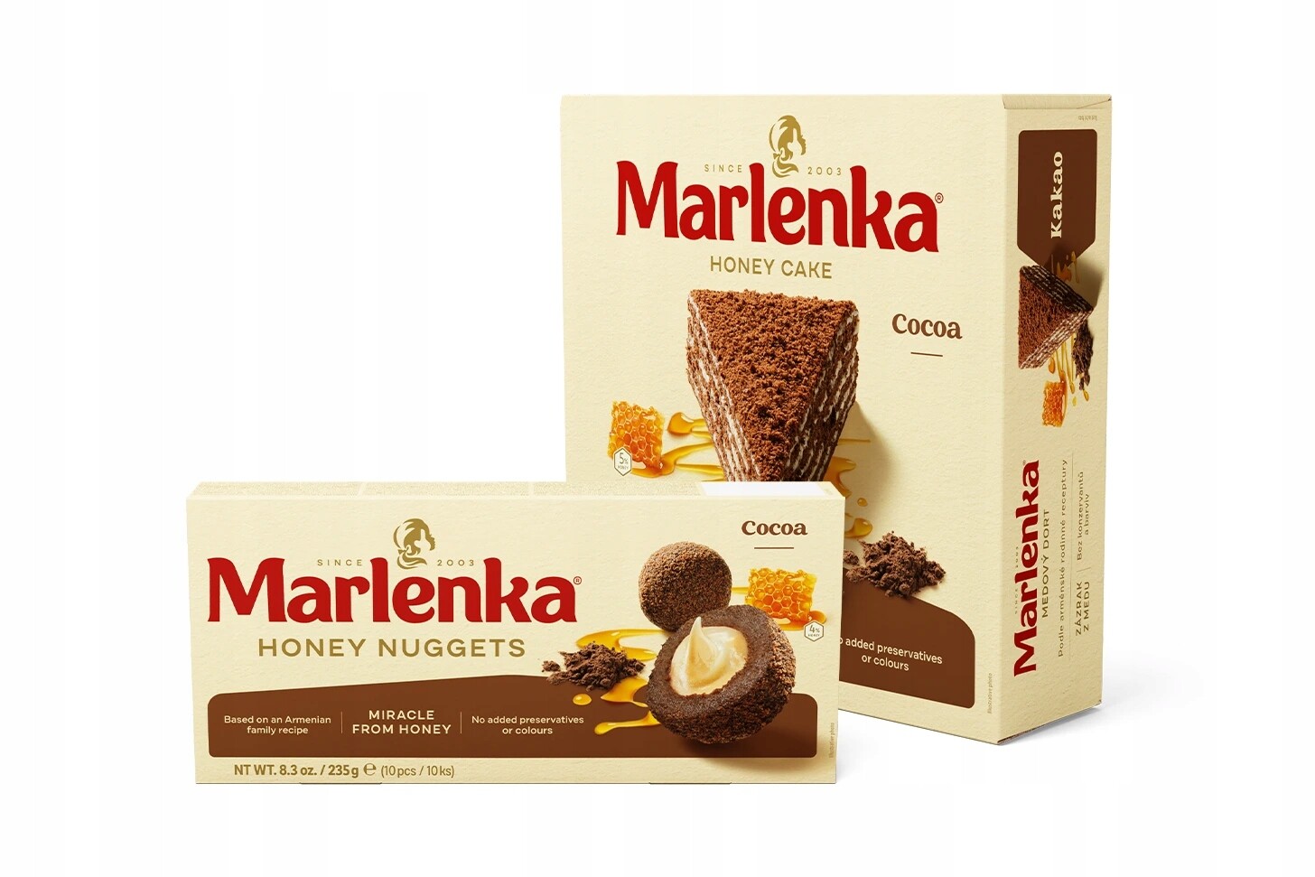 Marlenka Duopack Medový dort s kakaem 800 g a Medové kuličky s kakaem 235