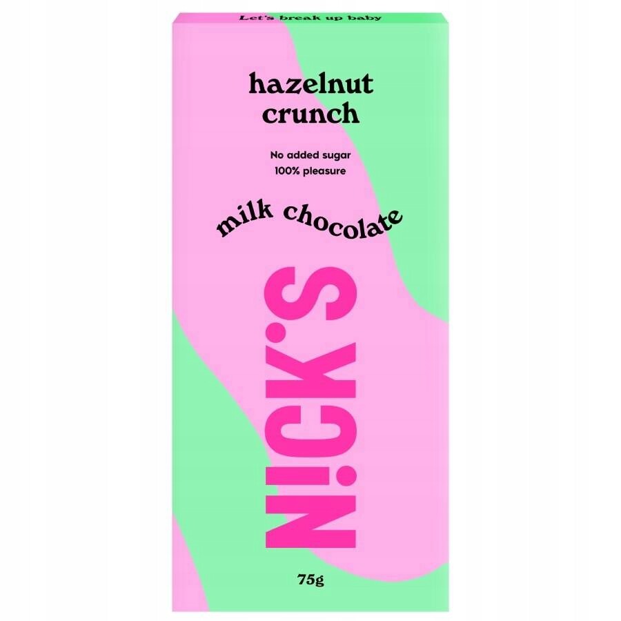 Nick's mléčná Čokoláda s kousky pražených lískových oříšků, 75g