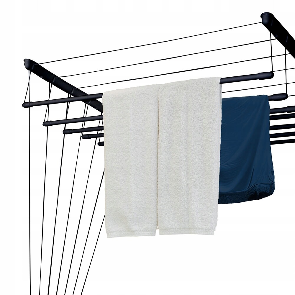 Stropní Sušák Koupelny 7 Tyčí 120 CM Balkon černá odolná