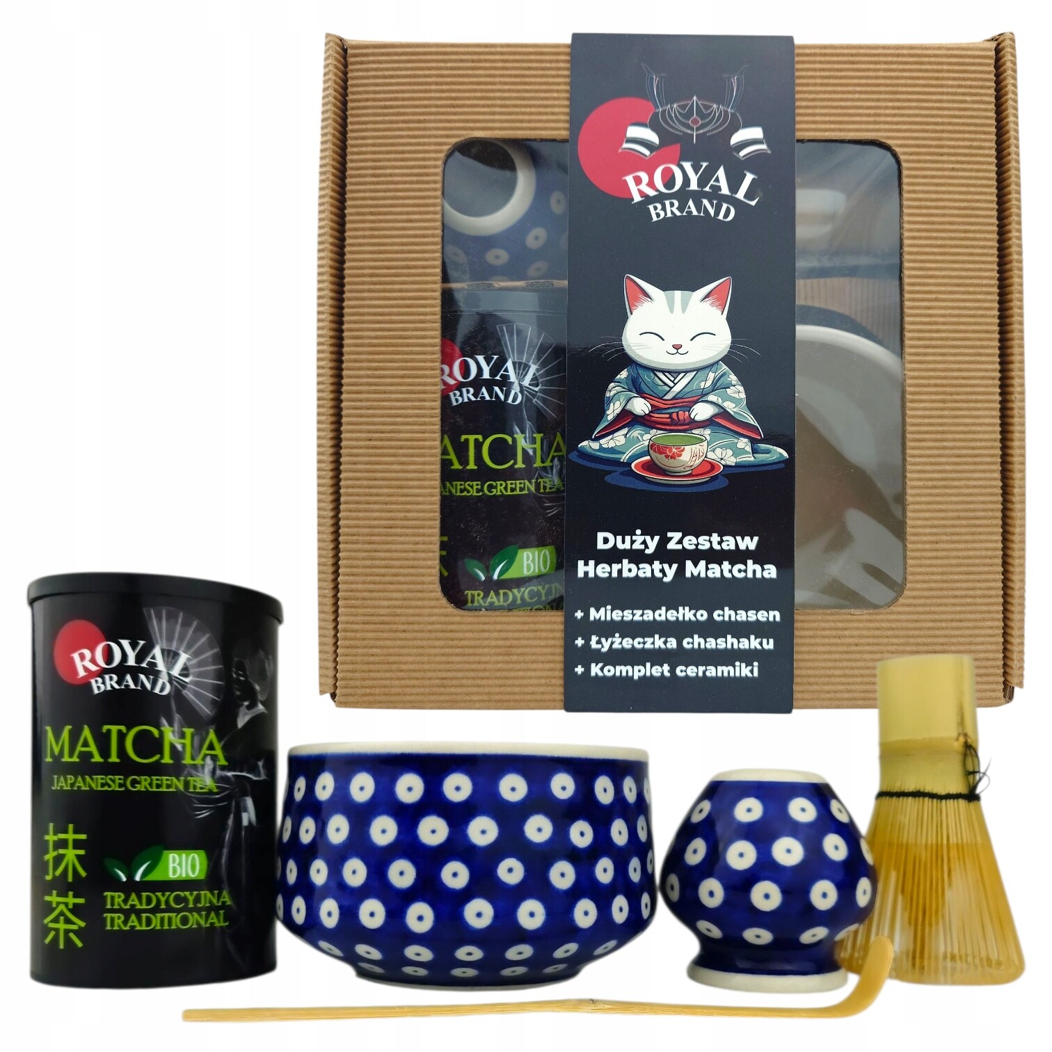 Obřadní sada pro přípravu čaje matcha s motivem Bolesławiecki