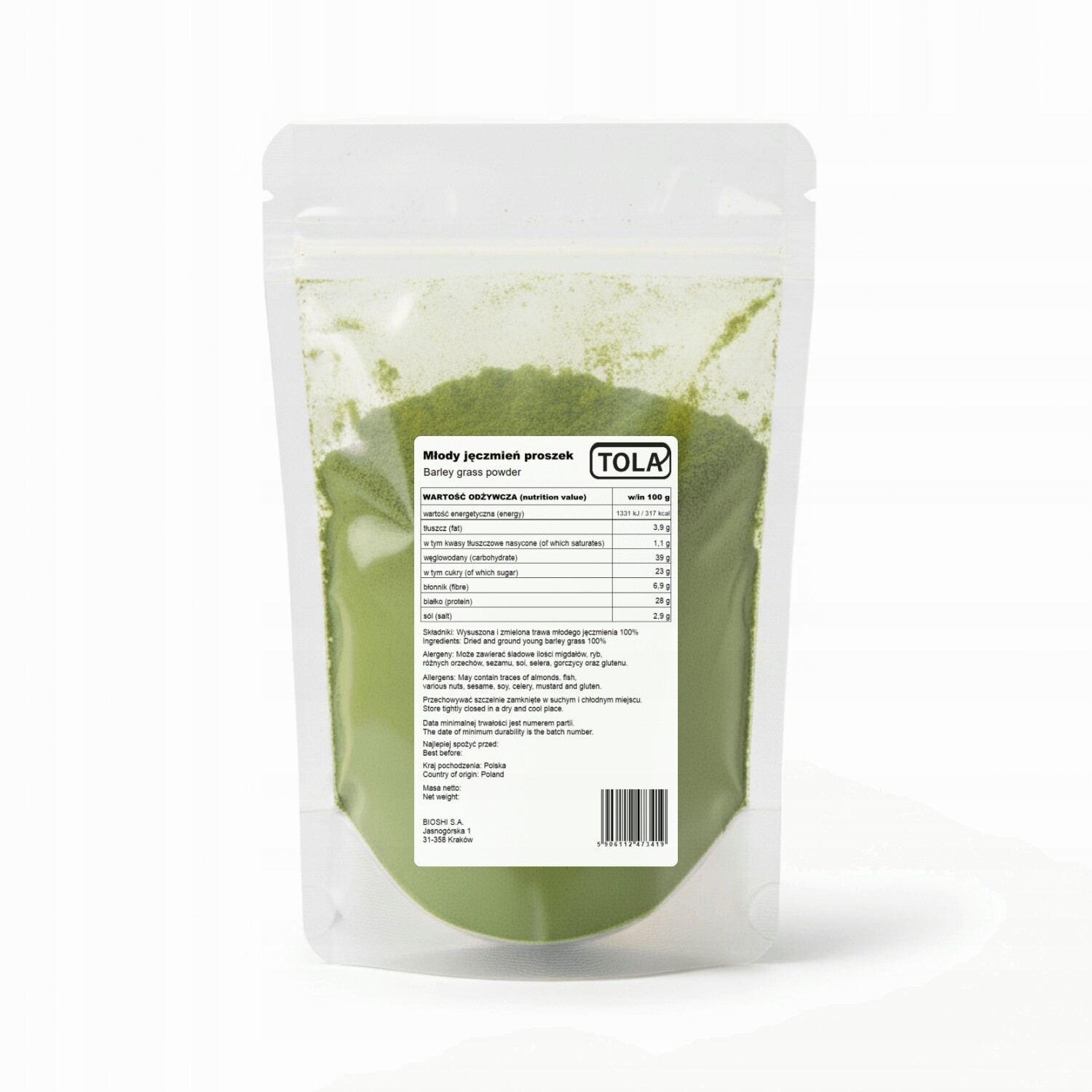 Zelený ječmen mletý 5 kg – přírodní superpotravina, vysoká kvalita Tola