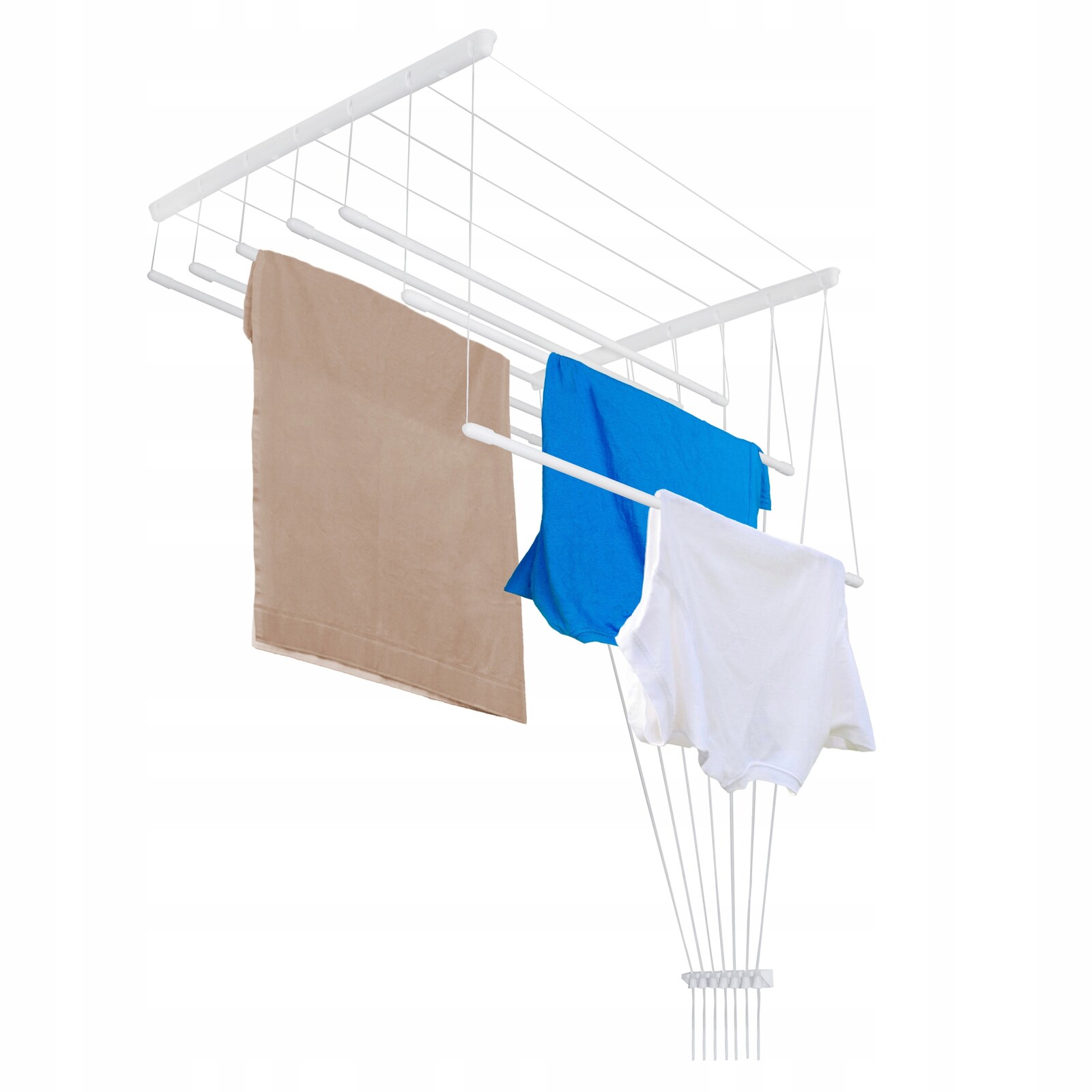 Bílá Stropní Sušák 7 Tyčí 130 CM Balkonová Koupelnová Pevná Módní