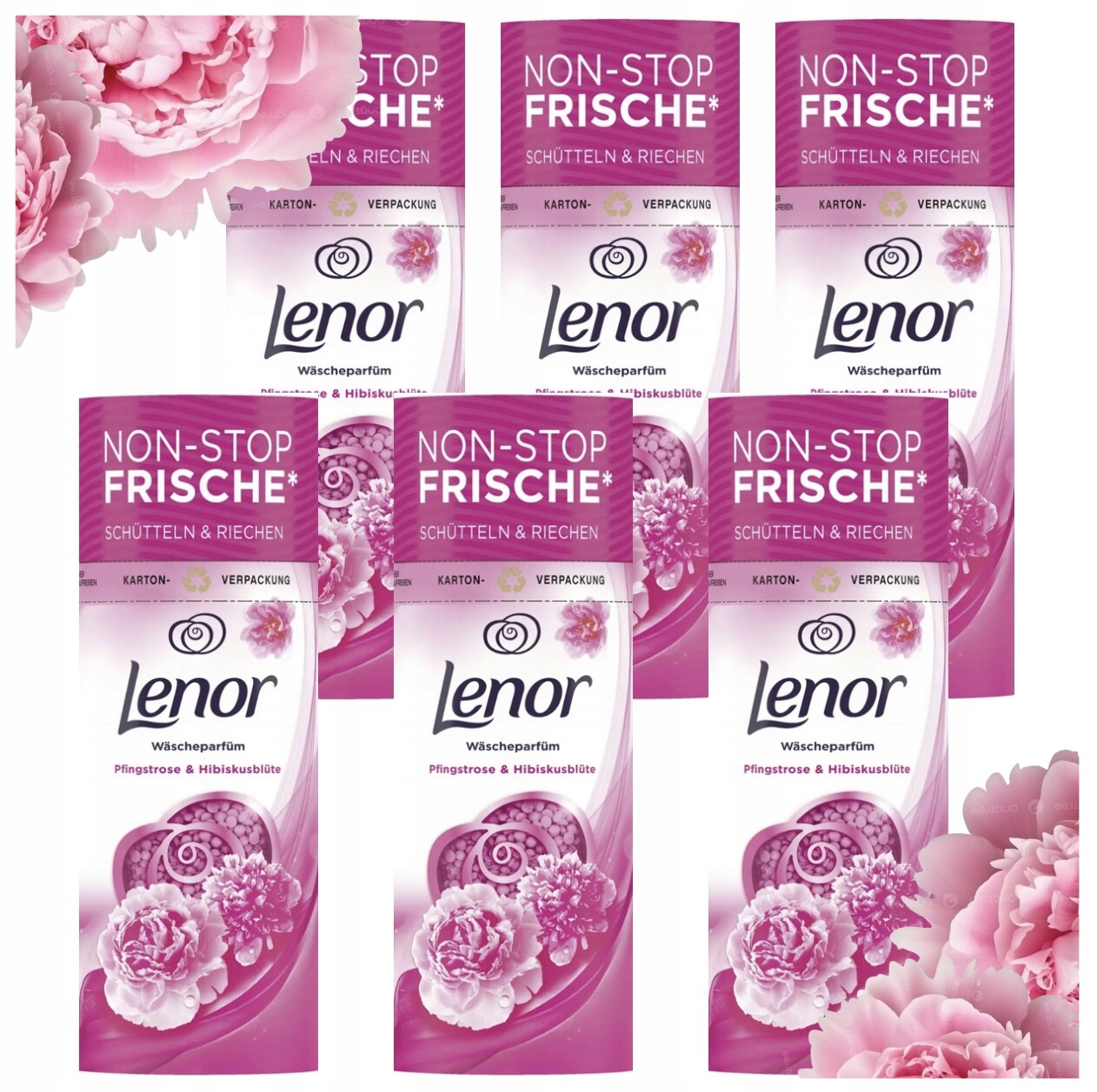 Lenor Set 6x perliček na prádlo s vůní pivoňka a ibišku 160g