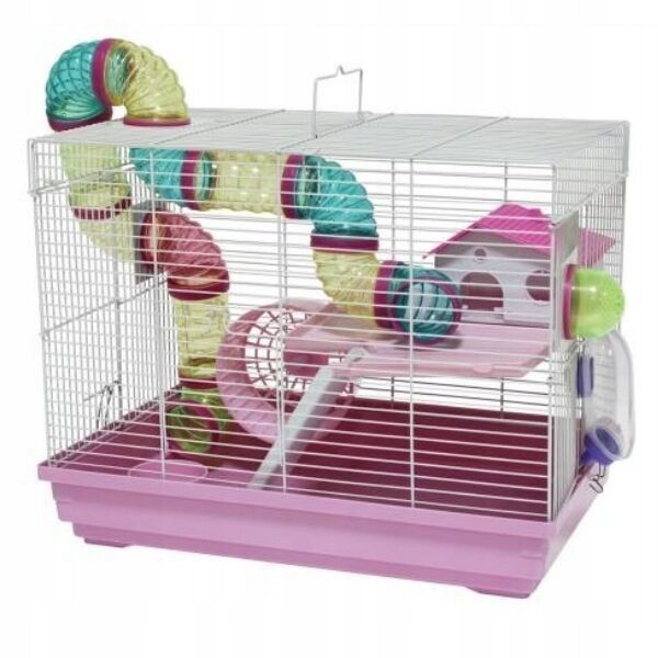 Klec pro hlodavce k dočasnému pobytu 47x30x37 cm bílo/modrá