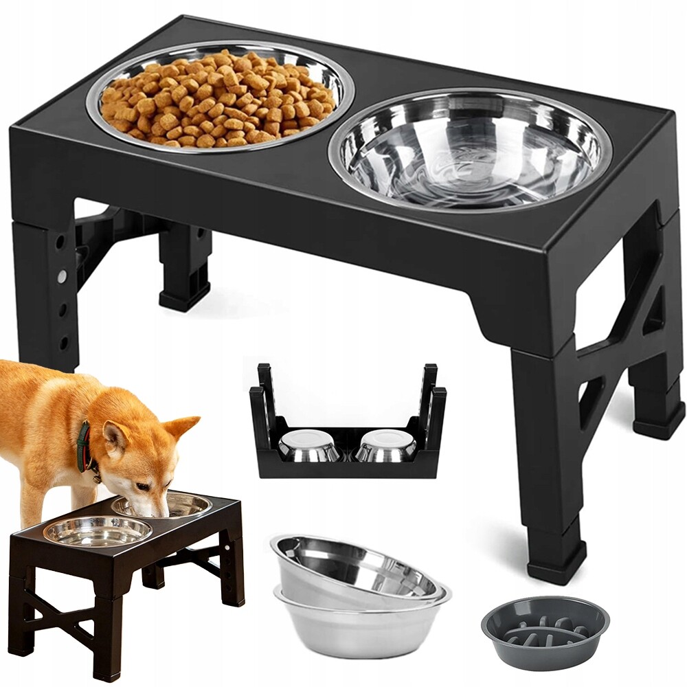 Dvojité Misky na stojanu Pro Psa Kočku zvířata na krmivo a pitnou vodu