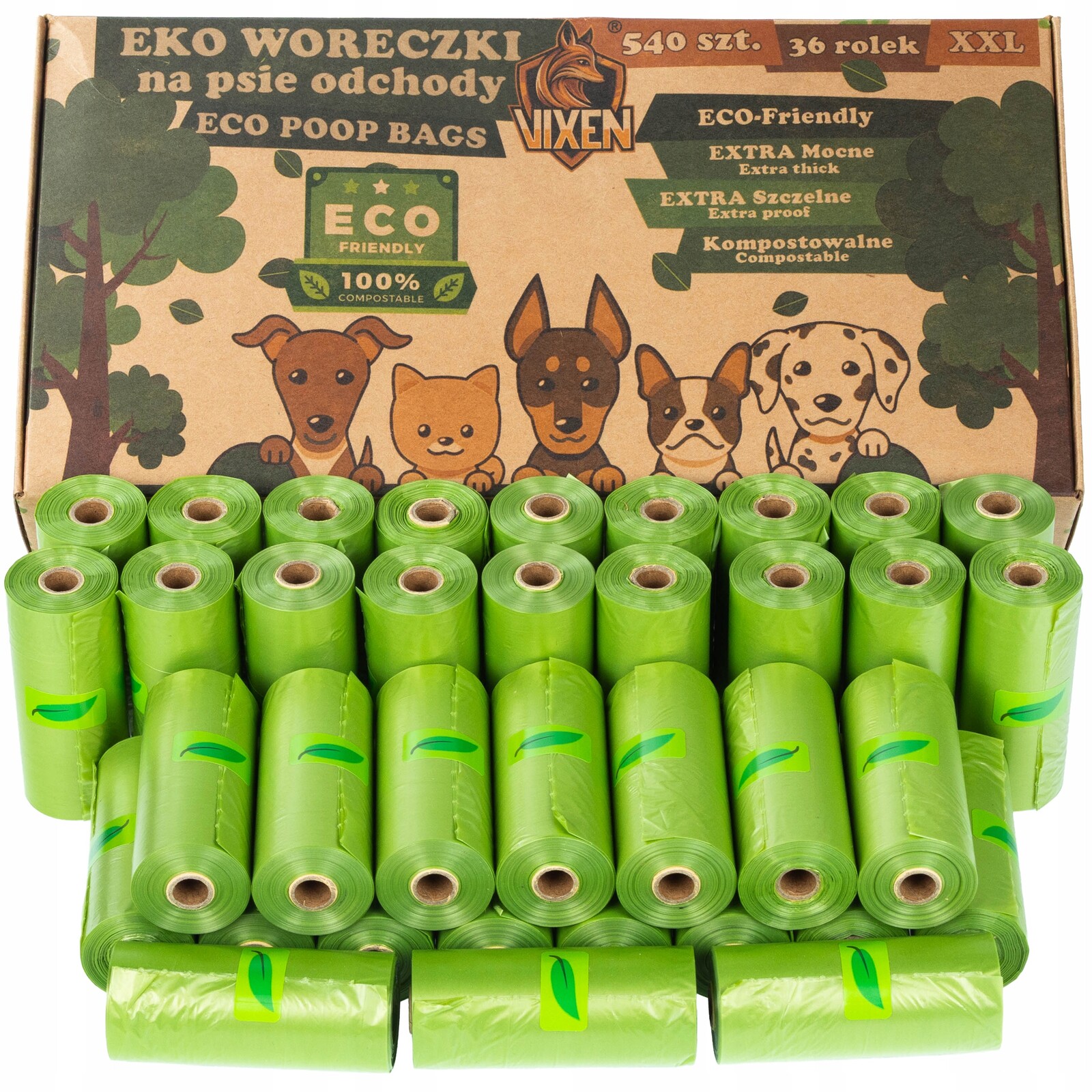 Sáčky Na Psí Exkrementy Biologicky Rozložitelné Silné A Pevné 29x23 cm 540 ks