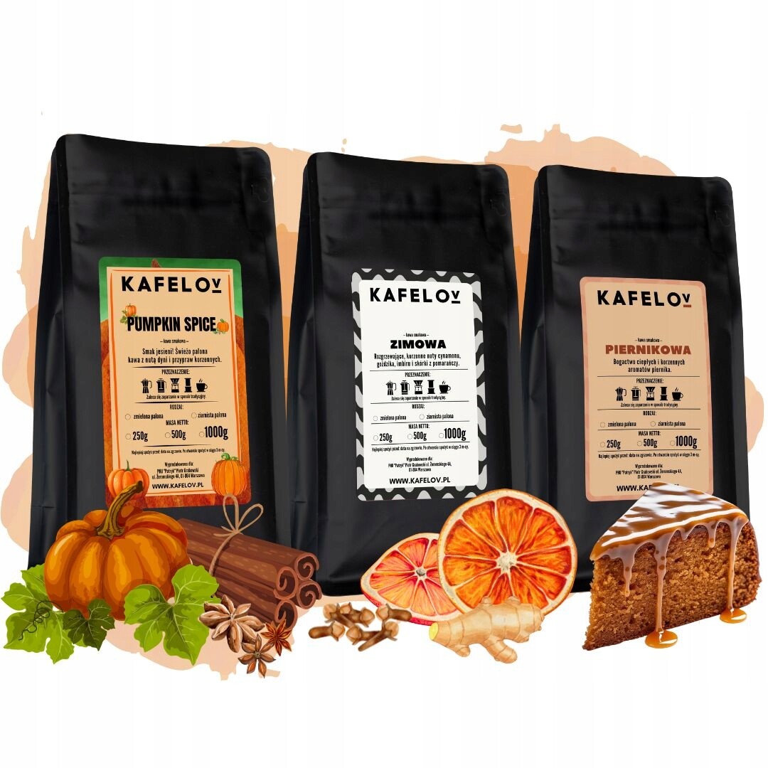 Vánoční sada ochucené kávy 3 x 250 g mletá Pumpkin Zimní Perník