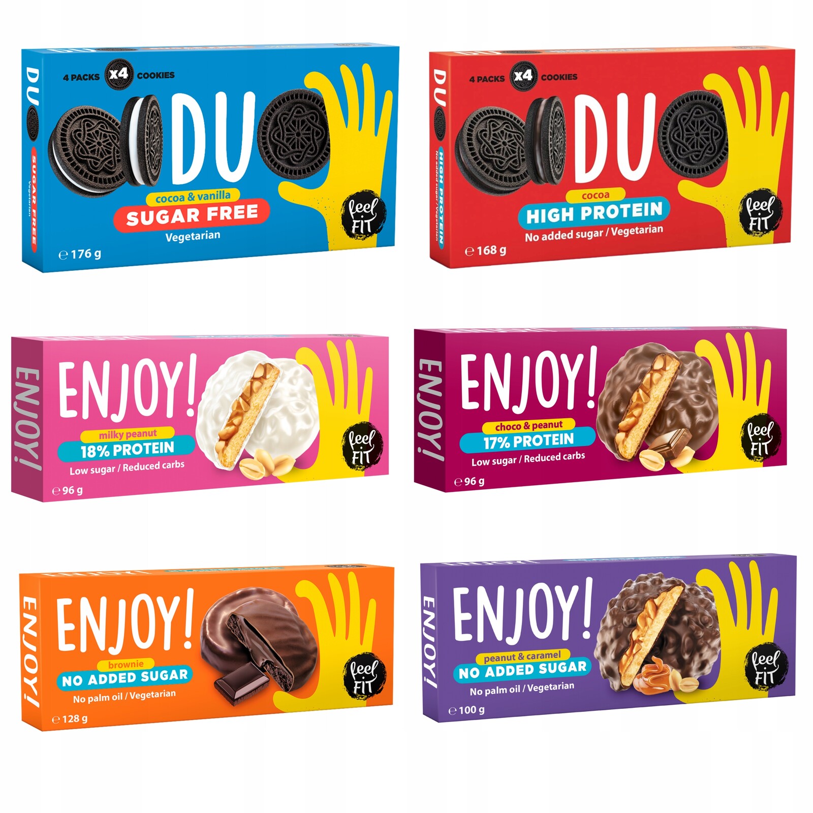 Feel Fit proteinové sušenky & bez cukru, sada Duo & Enjoy
