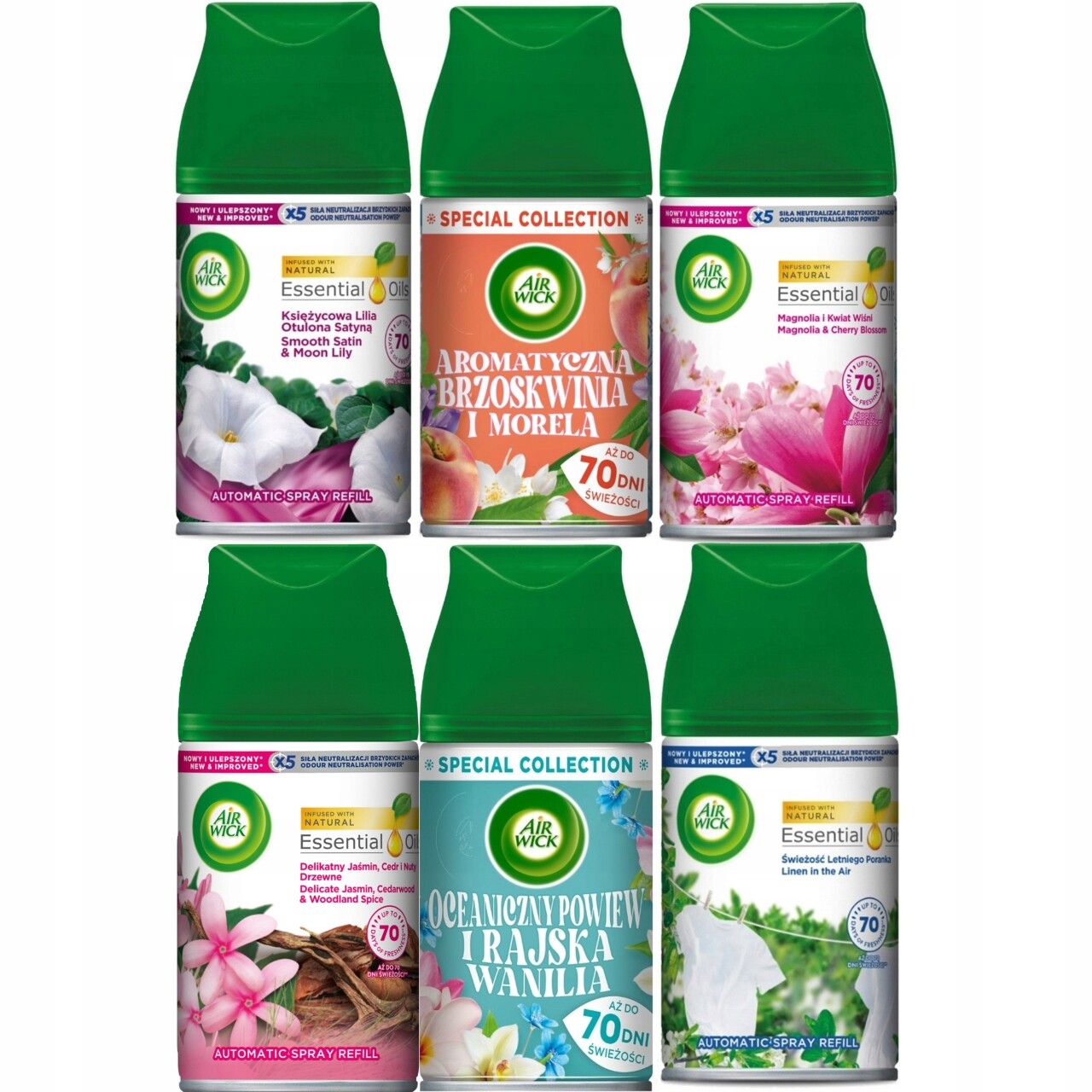 Air Wick Náplně Do Osvěžovače Vzduchu Sada MIX 6 Kusů Náplň 250 ML