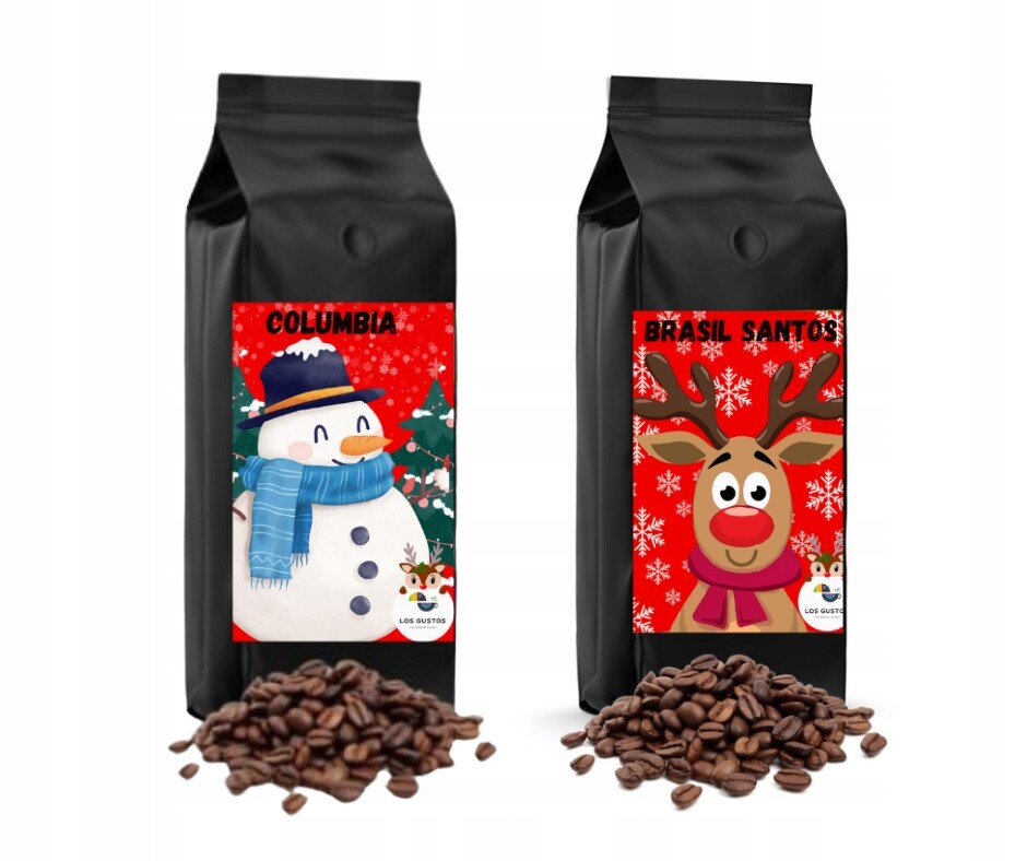Káva zrnková Brasil Santos 1 kg Columbia Supremo 1 kg Vánoční