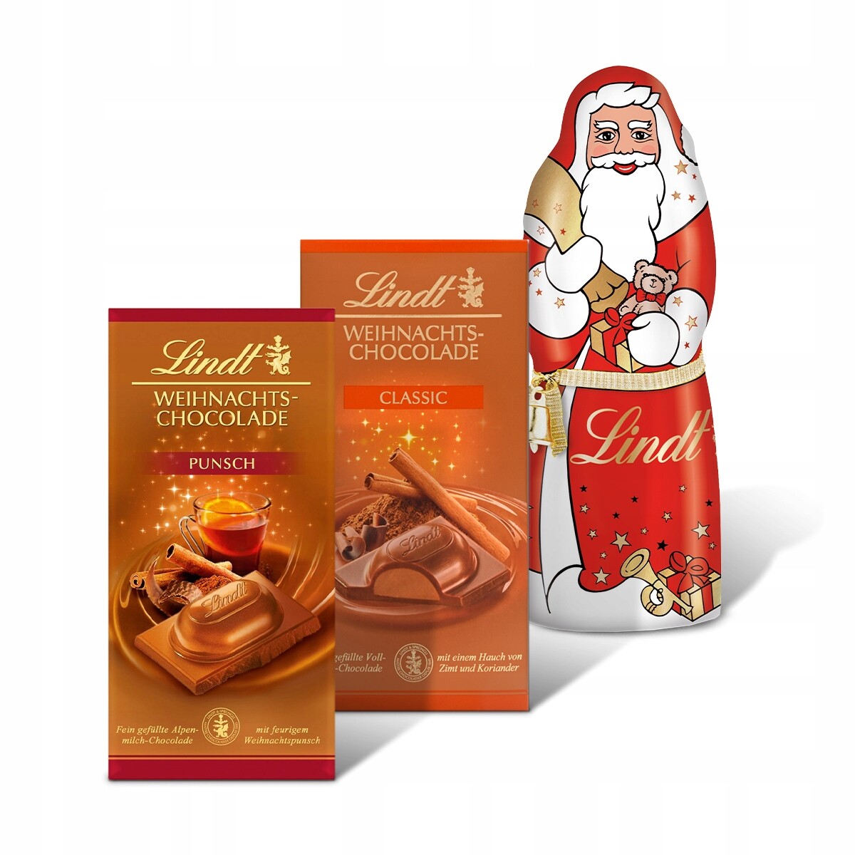 Sada Lindt Mikuláš z čokolády čokolády se skořicí a punčem na Vánoce