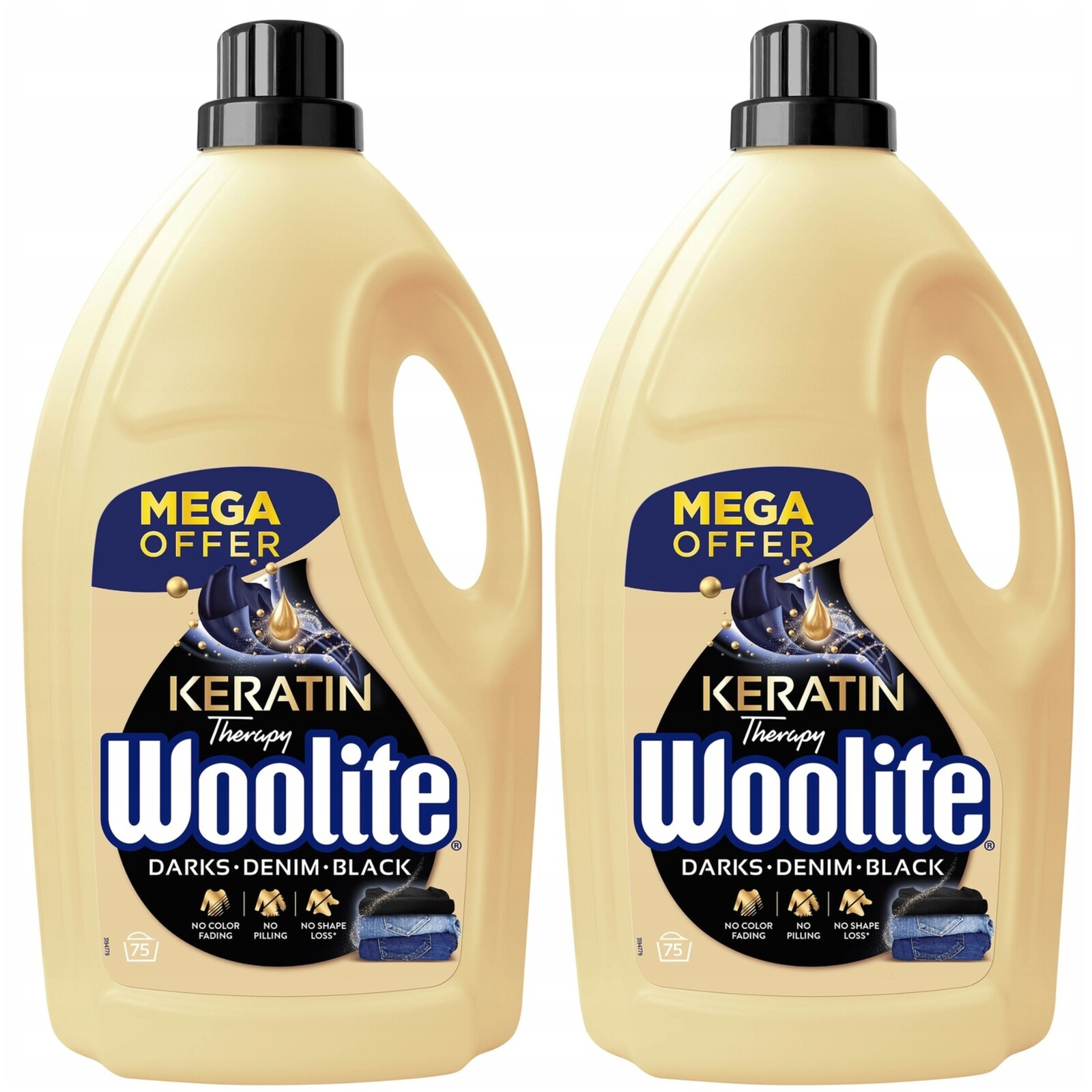 Woolite Sada Tekutých Pracích Prostředků Na Černé Prádlo S Keratinem, 2 X 4.5 L