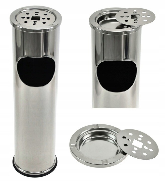 Popelník Popelník Odpadkový Koš Stojící Nerezový 8 L