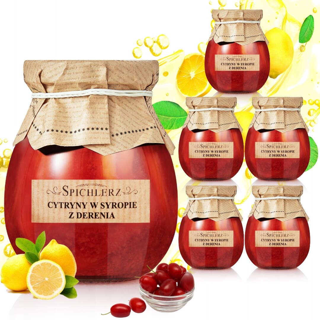 6x Dárek sklenice s Citron čajem a sirupem z dřínu