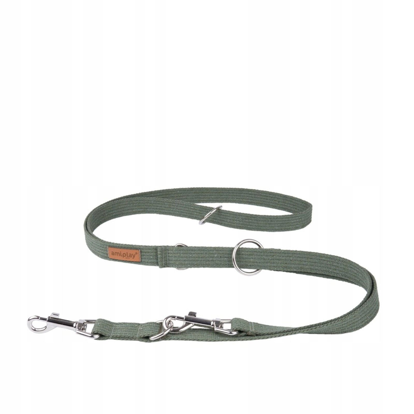 Bavlněné vodítko pro psy Amiplay Vodítko nastavitelné, 6 v 1, XL extra silná khaki, 200x3cm