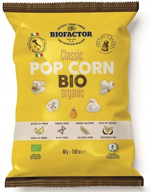 Solený popcorn Bez Lepku Bio 80 g Biofactor