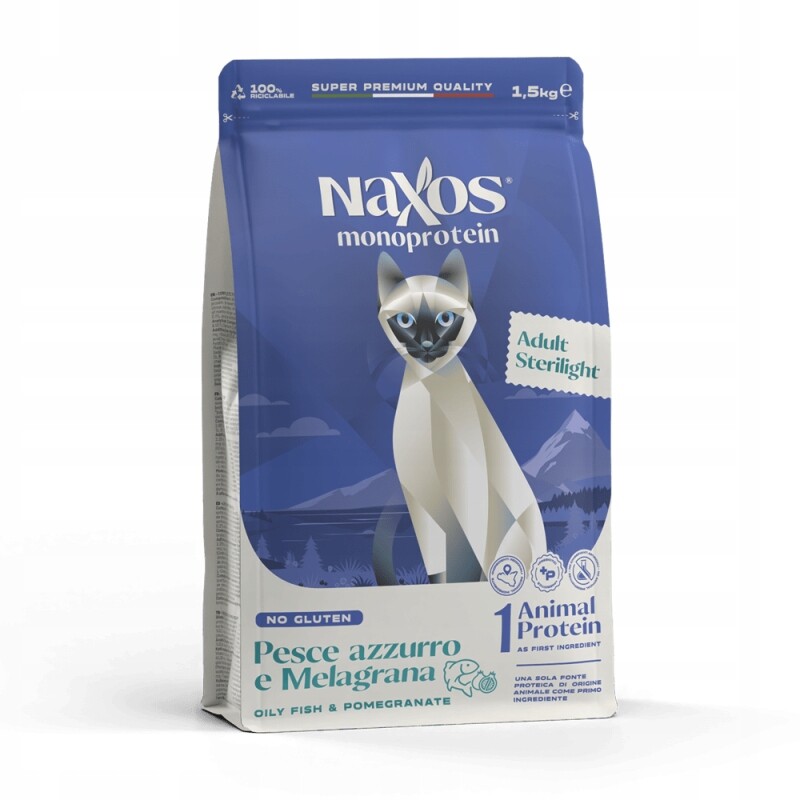 Naxos Cat Sterilized pro sterilizované kočky ryba s granátovým jablkem 1,5 kg