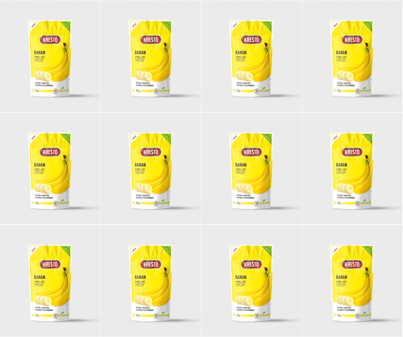 12 x Kresto Lyofilizované banány 25 g Zdravá Svačinka Bez Cukru A Konzervantů