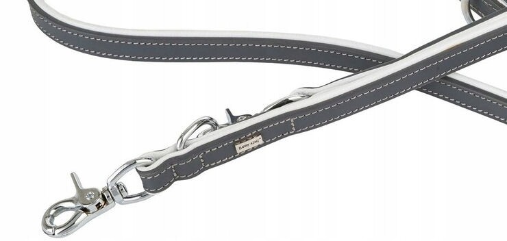 Nastavitelné kožené Vodítko pro psy, černé/černé, střední velikost, 20 mm/200 cm