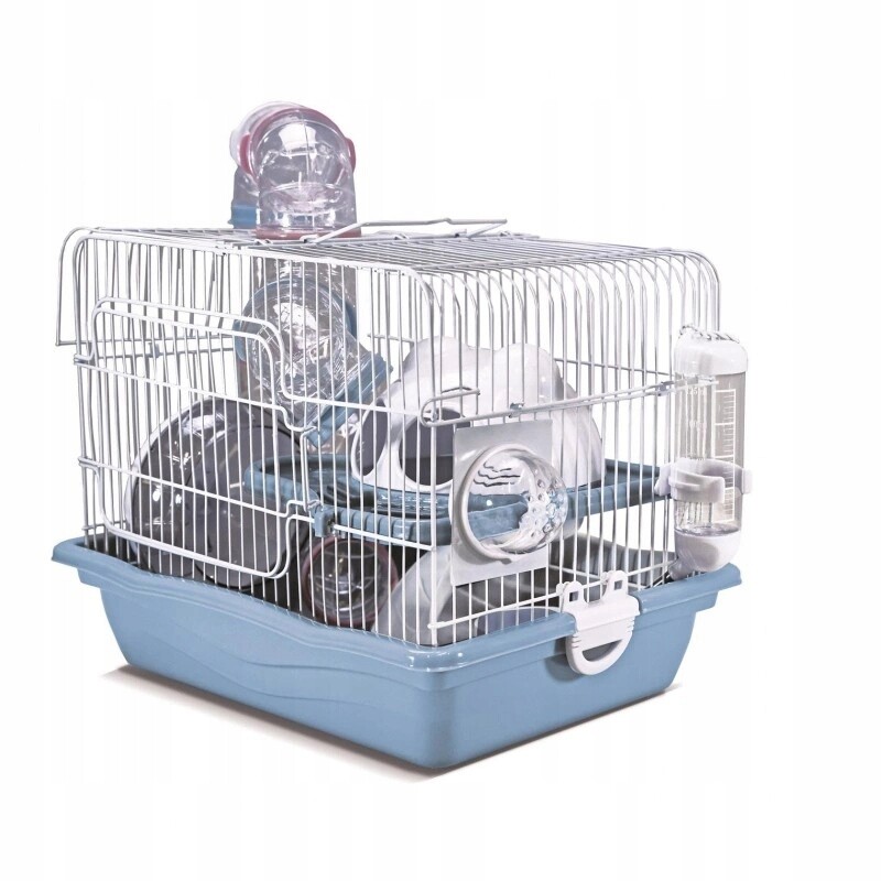 Klec pro hlodavce k dočasnému pobytu, 35,5 x 26,6 x 27,5 cm, bílá/modrá