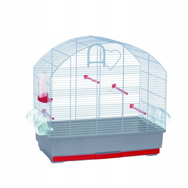 Klec pro ptáky Asso DI Cuori, šedo-červená, 59,5 x 35,5 x 57,5 cm