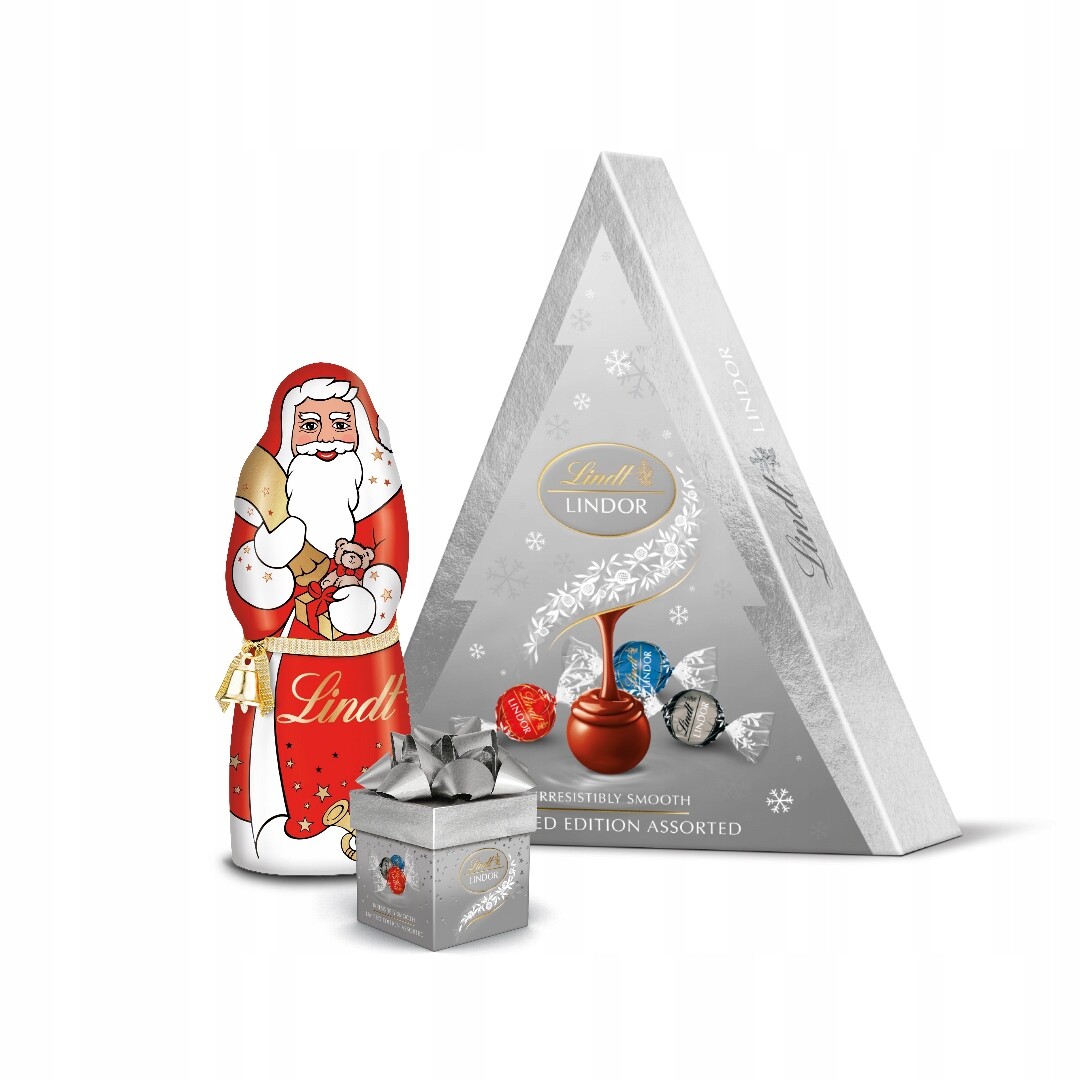 Vánoční sada Mikuláš čokoládová pralinky Lindor vánoční stromek cube 325 g