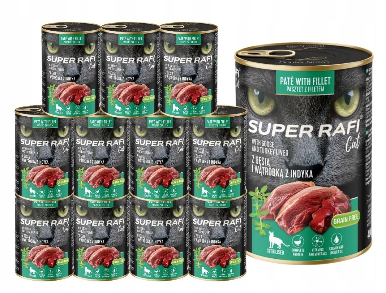 Rafi Cat Sterilised vlhké krmivo Kočka husa a krůtí játra 12x400g