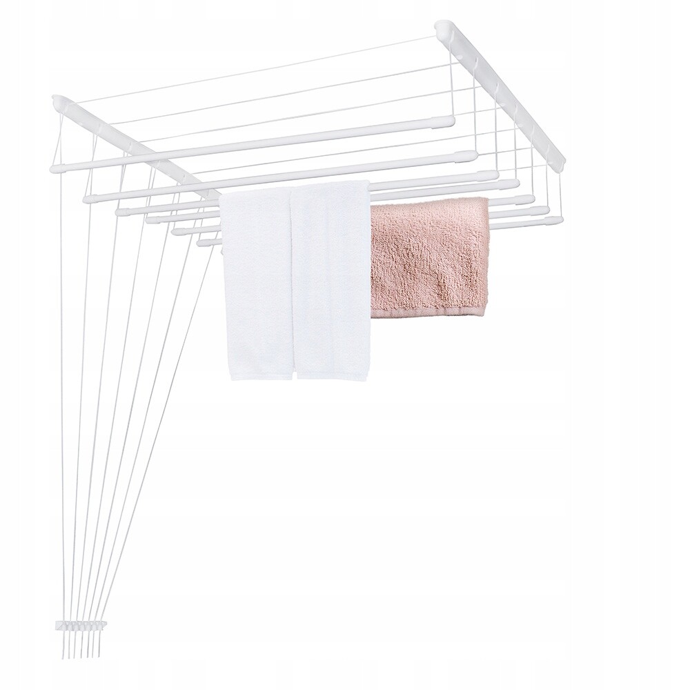 Bílý Stropní Věšák Sušák 7 Tyčí 120 CM Pevný Závěsný