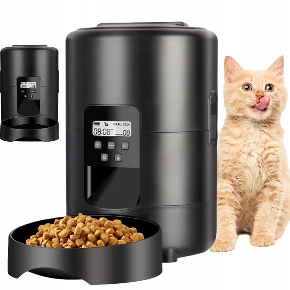 Automatický Dávkovač Krmiva Dávkovač Pro Psa Kočku S LCD Obrazovkou A Usb 2L, Černý
