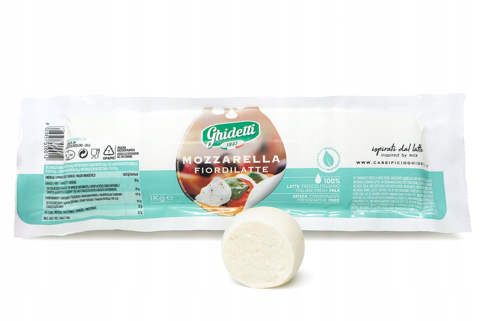 Mozzarella Fiordilatte 1 kg italský sýr na pizzu nejlepší Ghidetti Itálie