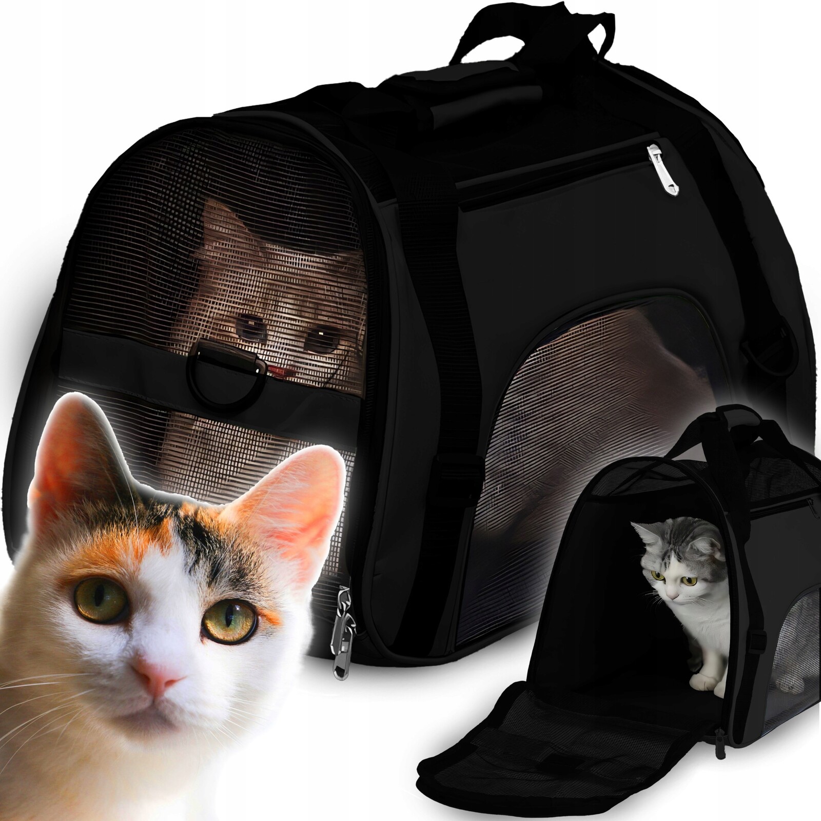 2X Přepravka Pro Kočky Kočky, Králíky, Psy, Zvířata Velká Pevná Taška 53x32x26 cm