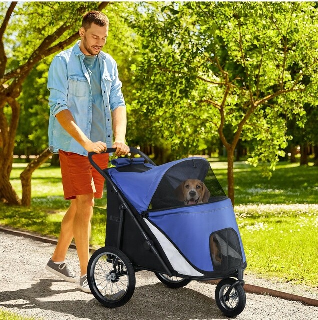 Dětský kočárek s okénky, skládací, pro Zvířata s bezpečnostním vodítkem