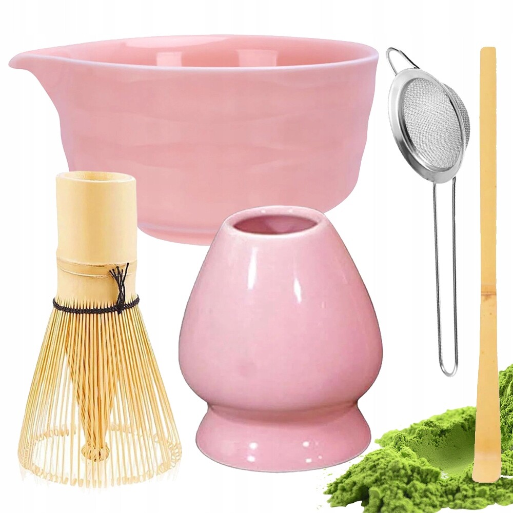5 Ks Sada Na Čaj Matcha Šlehací Metla Miska Sítko Pochva A Lžička