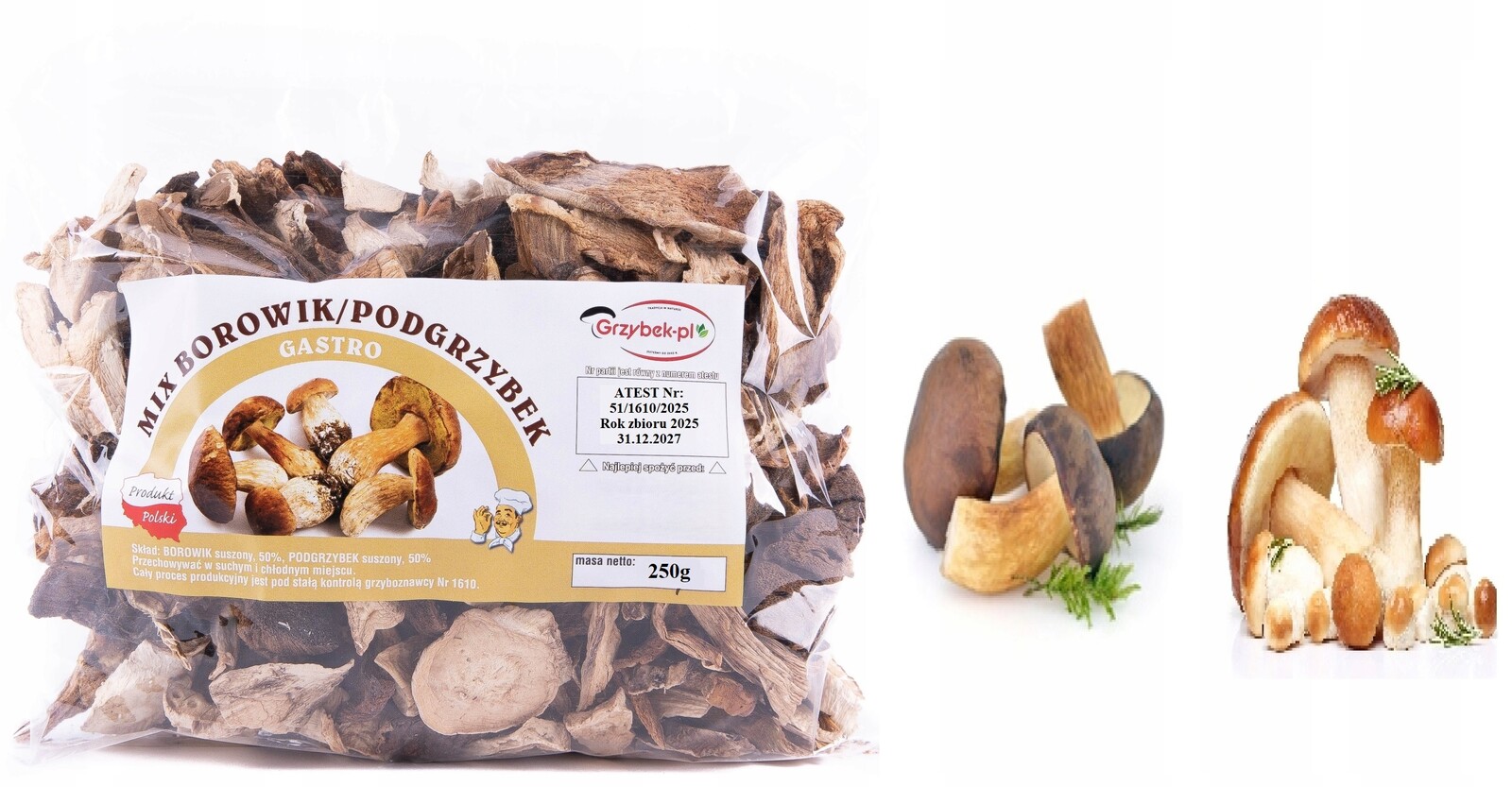 MIX Borowik+podhoubík Gastro 250g Nová Sbírka 2025 Pl Atest sušené houby