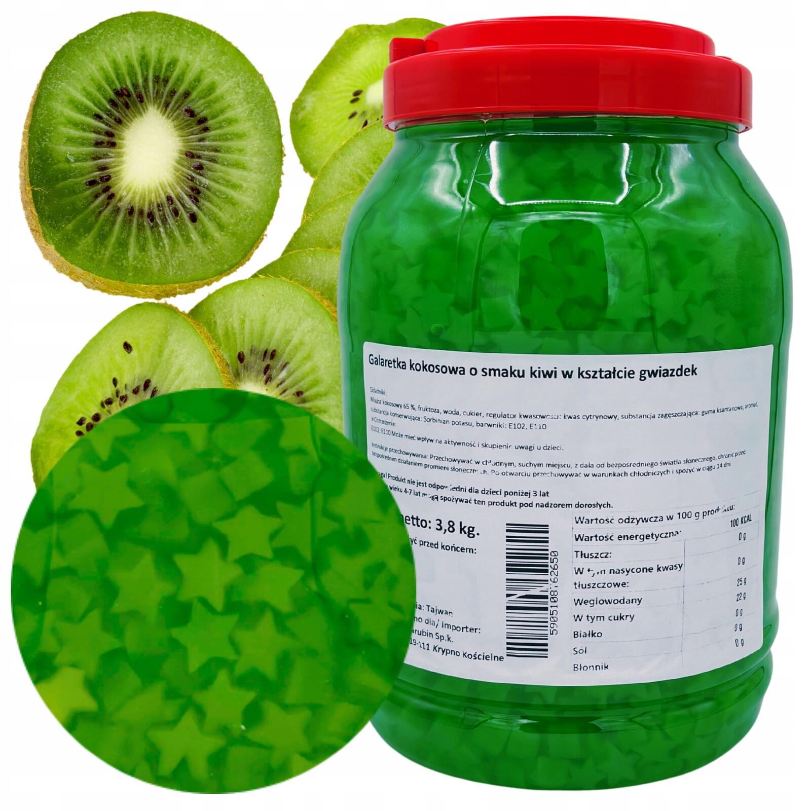 Kiwi hvězdičky pro Bubble Tea želé bonbony 3,8 kg Nata de Coco Jelly