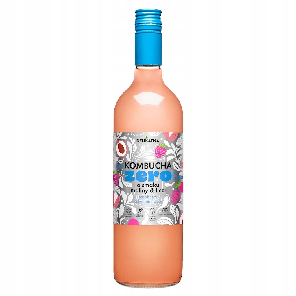 Kombucha S Příchutí Maliny A Liči Zero % Cukru 750 ml Jemná