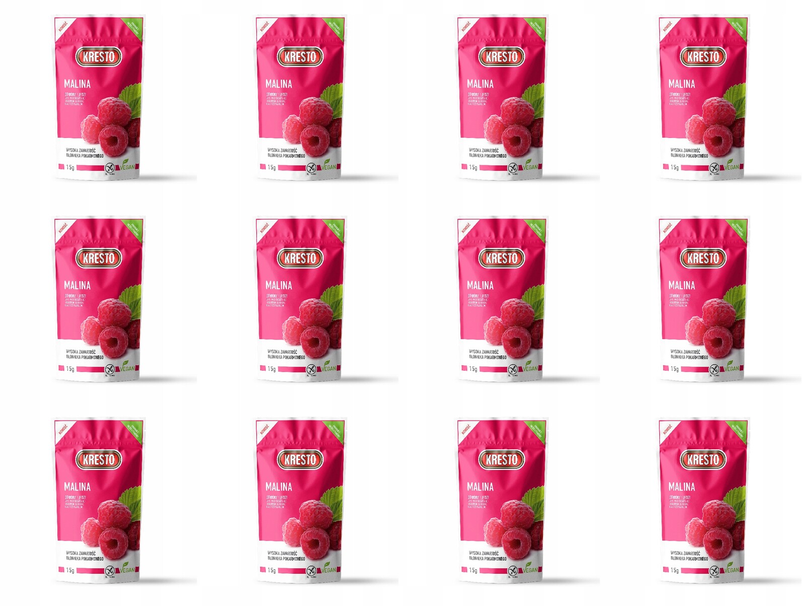 12x Kresto Malina lyofilizovaná 15g Zdravá Svačinka Bez Cukru A Konzervantů