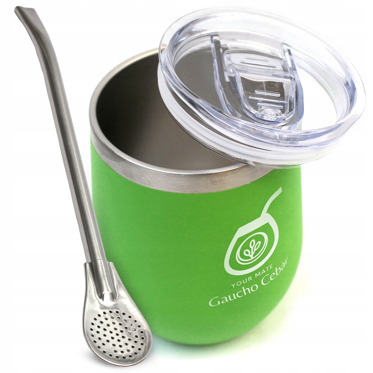 Termální matrace pro Yerba Mate Green TermoLid Verde 350 ml Bombilla 19 Cm