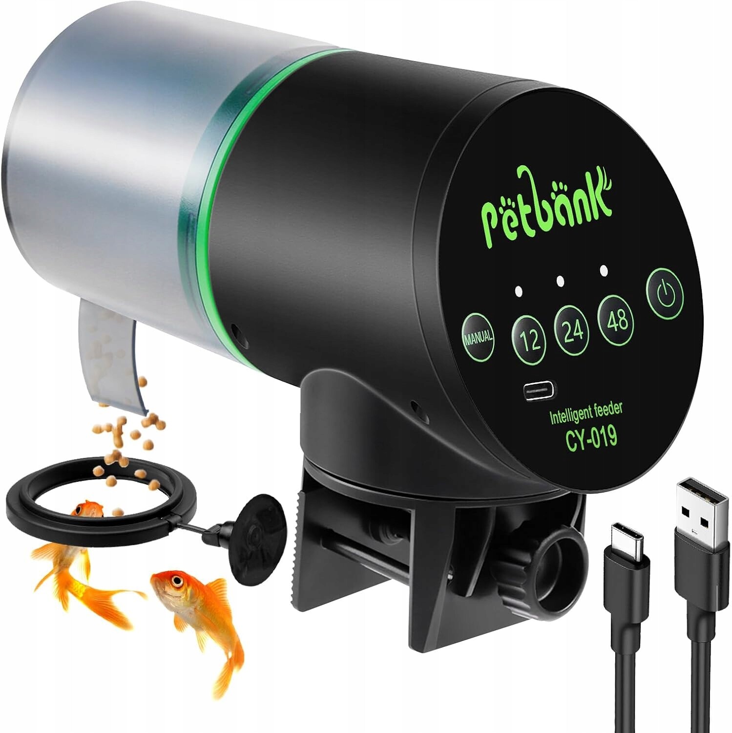 Krmítko do akvária, automatický dávkovač krmiva pro ryby 200 ML